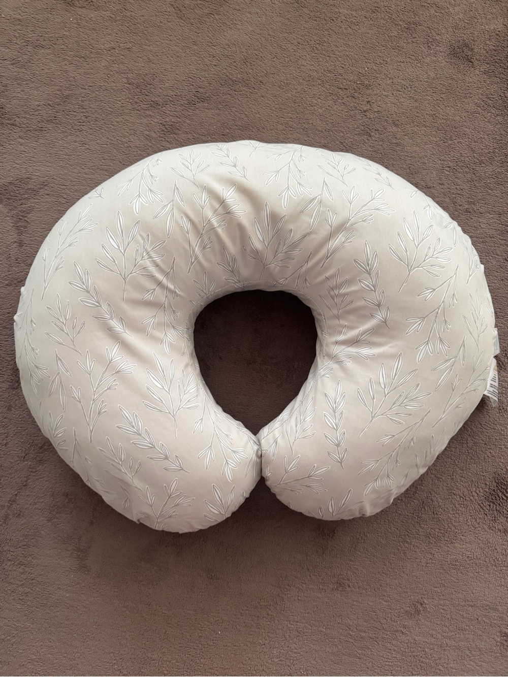 Boppy Neutral Leaf-Print Original Nursing Pillow in Cream
